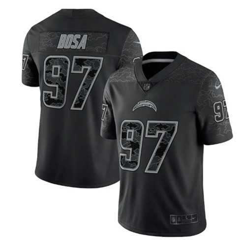 Men's Los Angeles Chargers #97 Joey Bosa Black Reflective Limited Stitched Football Jersey,We sell and wholesale Men's Los Angeles Chargers #97 Joey Bosa Black Reflective Limited Stitched Football Jersey on line form chian!